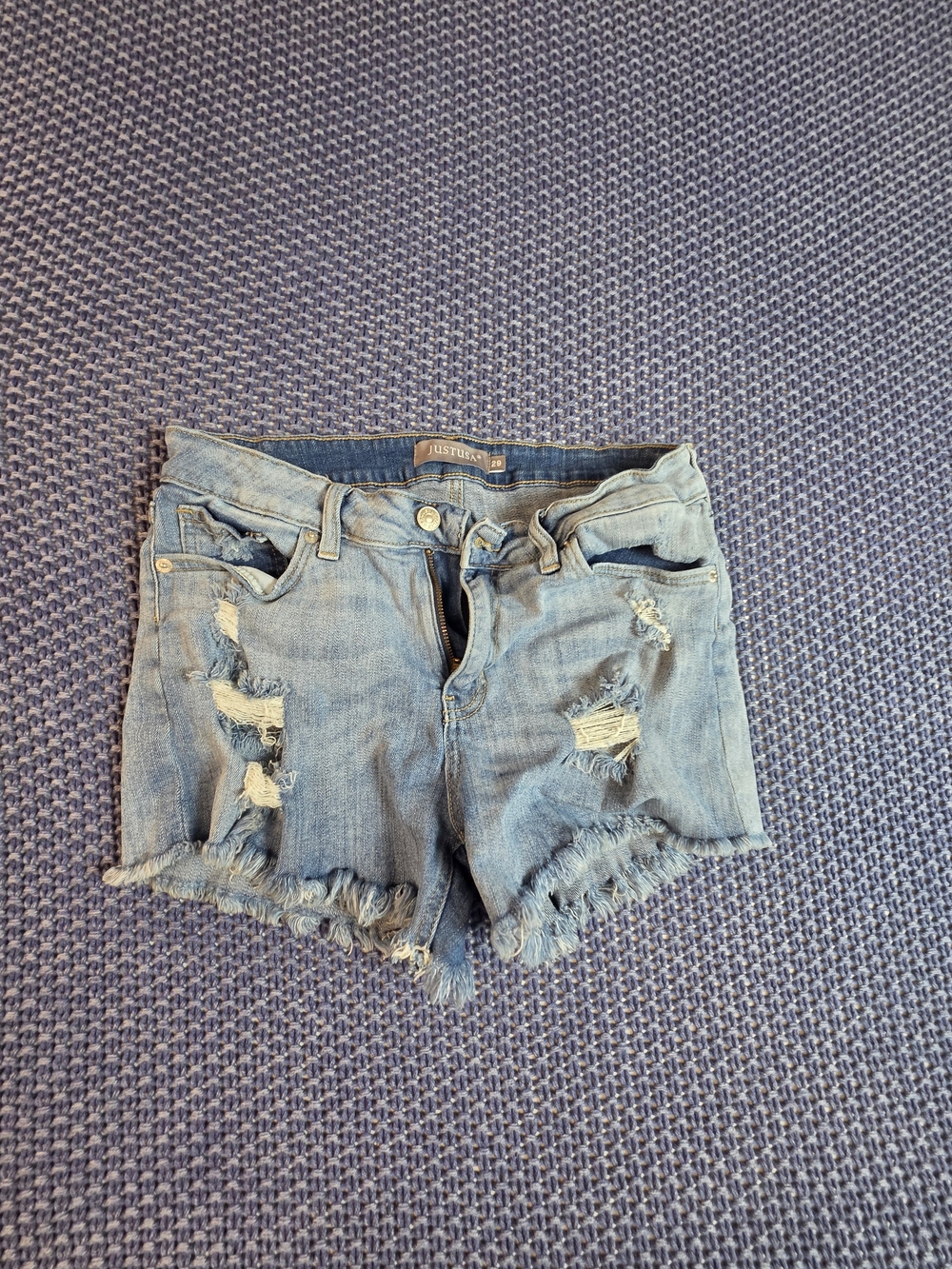 Distressed Denim Shorts JUST USA Light Blue